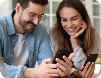couple watching cellphone